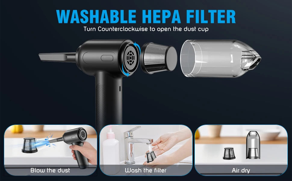 2-in-1 Rechargeable Cordless Compressed Air Duster & Vacuum Cleaner