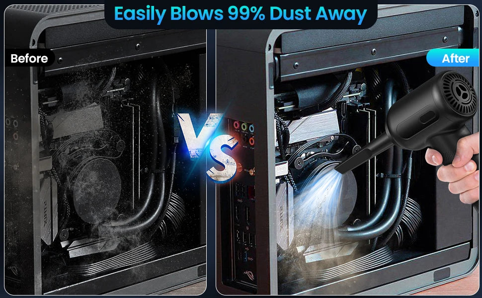 2-in-1 Rechargeable Cordless Compressed Air Duster & Vacuum Cleaner
