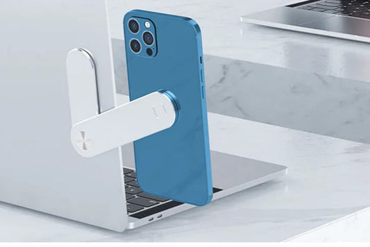 Laptop Phone Mount – Magnetic Folding Holder for Tablets & Smartphones