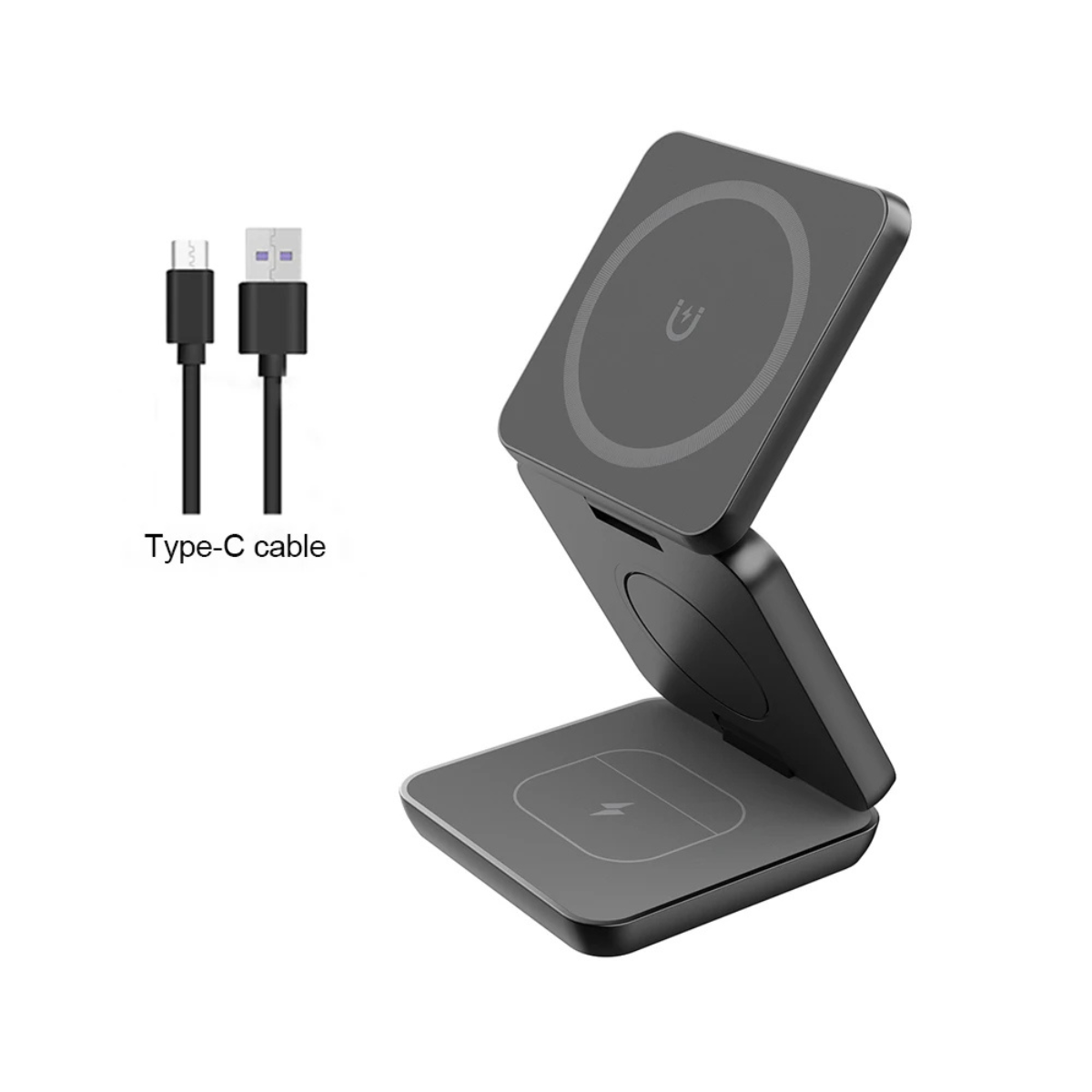 Magnetic Wireless Charger 3-in-1 Foldable Charging Station for iPhone, Apple Watch, and Airpods