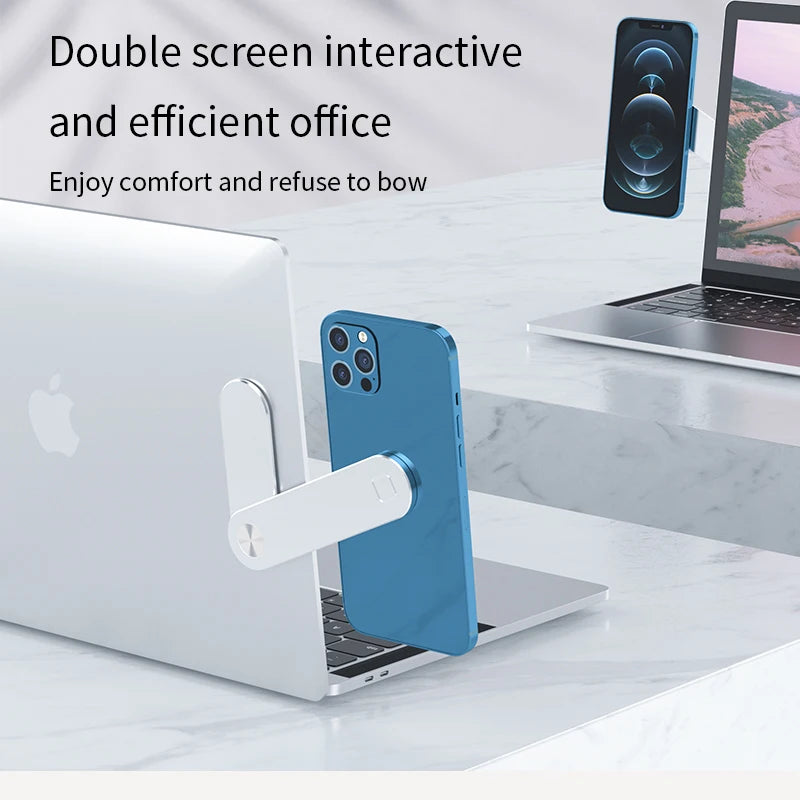 Laptop Phone Mount – Magnetic Folding Holder for Tablets & Smartphones