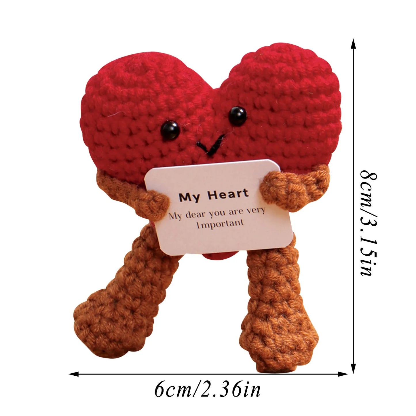 Valentine's Day Heart Pocket Hug: Handmade Knitted Doll for Emotional Support – Small Valentine’s Ornaments