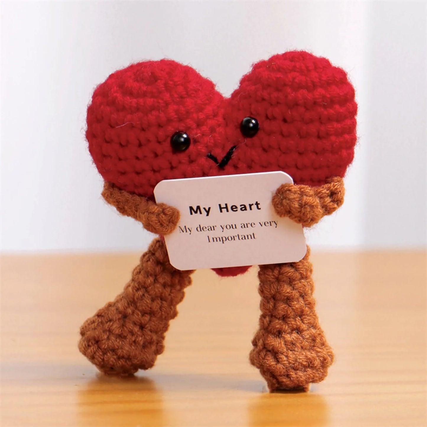 Valentine's Day Heart Pocket Hug: Handmade Knitted Doll for Emotional Support – Small Valentine’s Ornaments