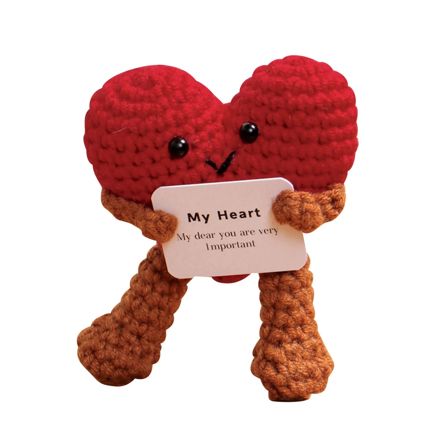 Valentine's Day Heart Pocket Hug: Handmade Knitted Doll for Emotional Support – Small Valentine’s Ornaments