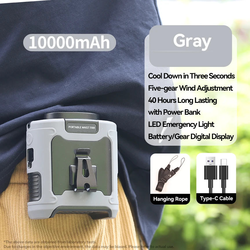 Portable Waist Fan: Your Ultimate Hands-Free Cooling Companion with 20,000mAh rechargeable lithium battery